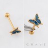 SPARKLING BUTTERFLY GLITTER CHARM 316L SURGICAL STEEL TONGUE BARBELL